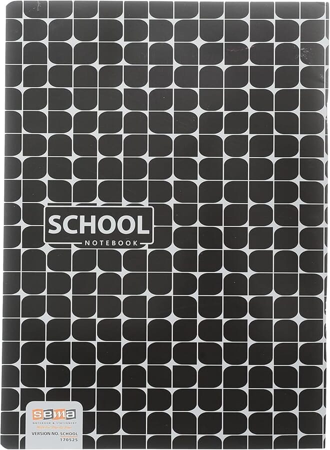 Sema School 56-Sheet Notebook: Elegant Ruled Design, 29.5x20.8 cm, Ideal for Scholars in Black